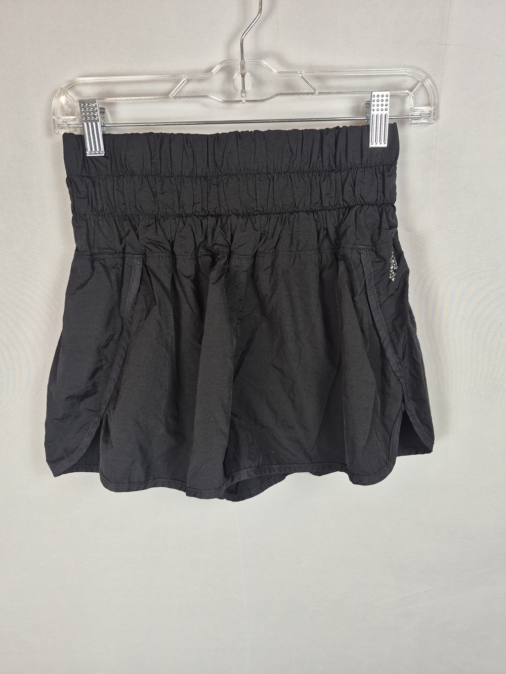 Free People Black High-Waist Smocked Athletic Shorts